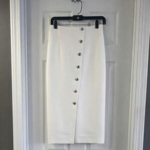 White House Black Market White Buttoned Pencil Skirt